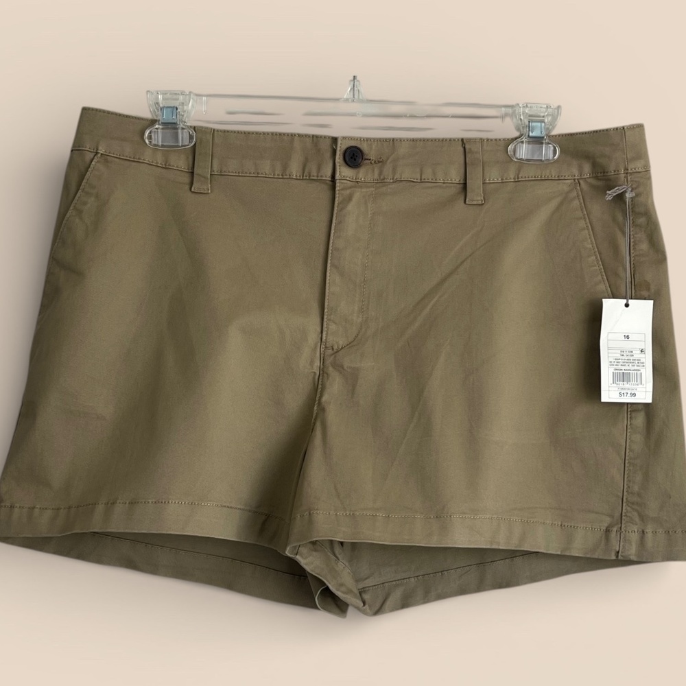 A New Day Tan Cotton Chino Shorts Size 16 NWT